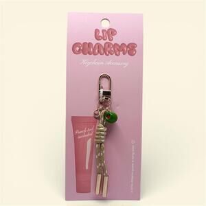 Green Olive Lipgloss Charm Keychain Gold Hardware Lipgloss Tube Holder Chain NEW
